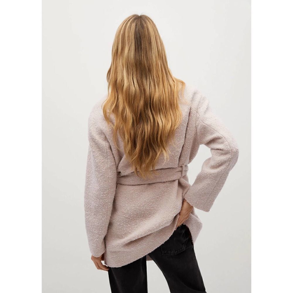 Mango Textured Wrap Belted Longline Jacket Coat - Picture 8 of 8